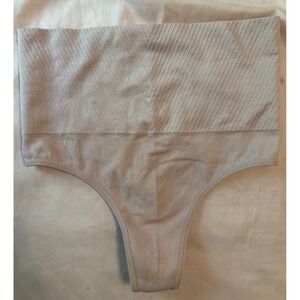 NEW SkinnyGirl‎ Beige High Waisted Tummy Control Shapewear Thong, Medium
